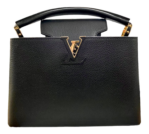 Louis Vuitton Black Taurillon Leather Capucines MM Bag