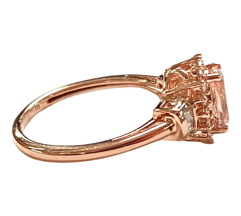 10K Rose Gold Morganite & Diamond Lady's Gold Ring Size: 5.5