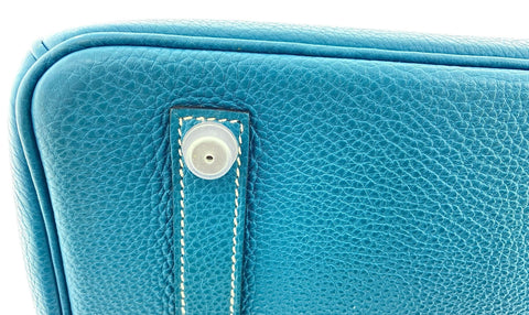 Hermes Birkin 35 Blue Jean Leather Square E Handbag