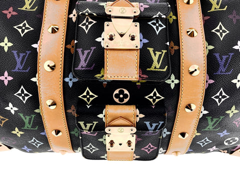 LOUIS VUITTON Monogram Multicolor Keepall 45 Boston Bag Black M92640