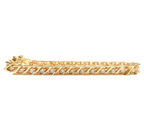 14K Yellow Gold 23.1g 3.75 Carat T.W. 31 Diamond Z Link Bracelet Size 7in Wrist