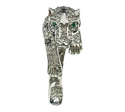 EFFY 14KT White Gold Diamond Panther Wrap Style Ring Size 7.5