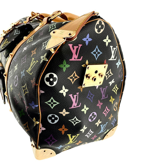 LOUIS VUITTON Monogram Multicolor Keepall 45 Boston Bag Black M92640