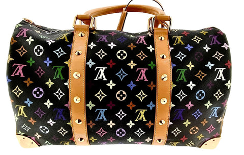 LOUIS VUITTON Monogram Multicolor Keepall 45 Boston Bag Black M92640