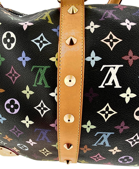 LOUIS VUITTON Monogram Multicolor Keepall 45 Boston Bag Black M92640