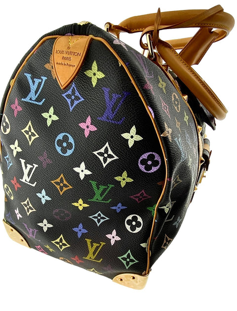 LOUIS VUITTON Monogram Multicolor Keepall 45 Boston Bag Black M92640