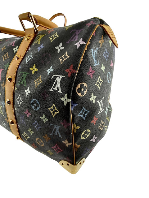 LOUIS VUITTON Monogram Multicolor Keepall 45 Boston Bag Black M92640