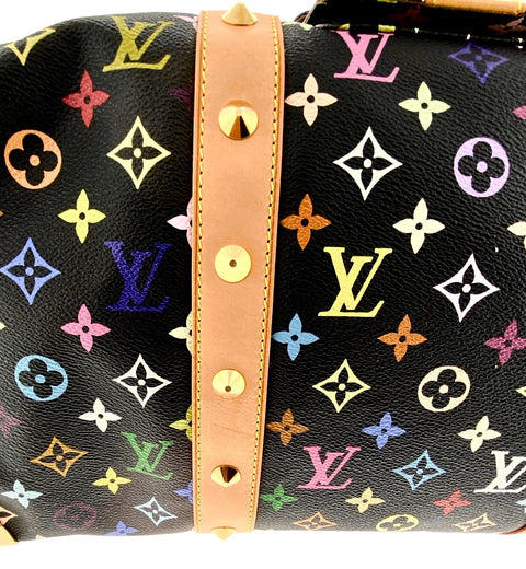 LOUIS VUITTON Monogram Multicolor Keepall 45 Boston Bag Black M92640