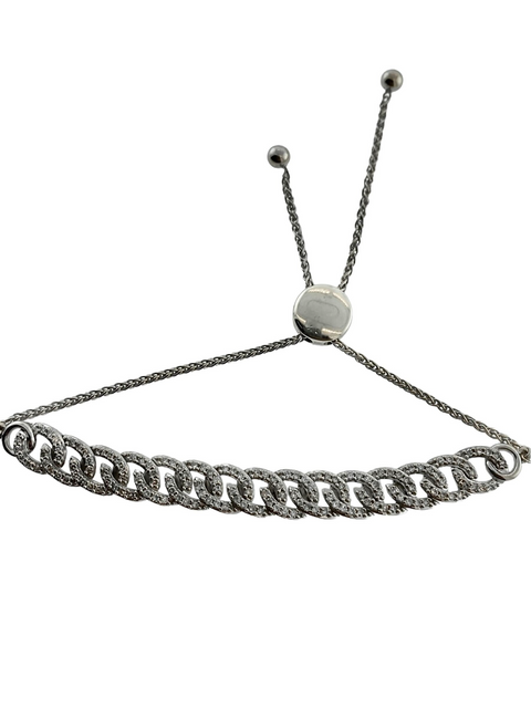 10KT White Gold 1.35cttw. Diamond Cuban Link Lariat Bracelet