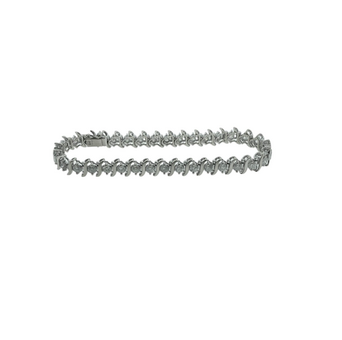 14KT White Gold 4.55 cttw Diamond "S" Link Design Tennis Bracelet