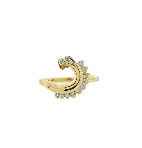 14KT Yellow Gold 0.33 cttw. Diamond Swirl Ring - Size 7.5