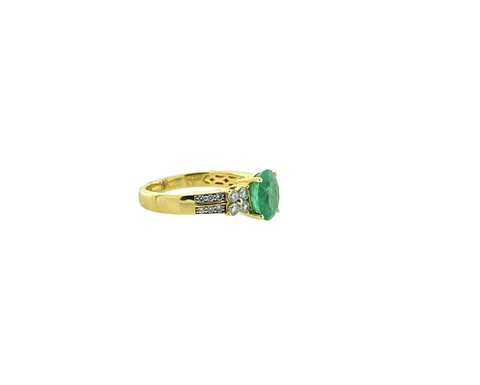 18KT Yellow Gold Iliana Diamond & Natural Emerald Cathedral Style Statement Ring