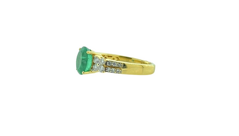 18KT Yellow Gold Iliana Diamond & Natural Emerald Cathedral Style Statement Ring