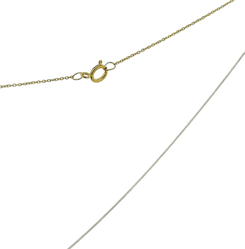 14K Yellow Gold Chain with Seed Pearl Ribbon Pendant - 0.5g