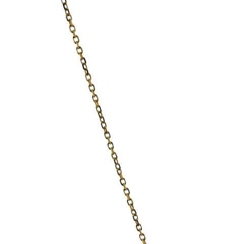 14K Yellow Gold Chain with Seed Pearl Ribbon Pendant - 0.5g