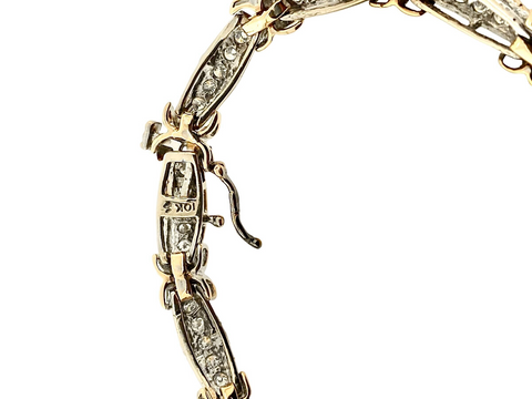 10KT White & Yellow Gold 2.03cttw Diamond X-link Bracelet