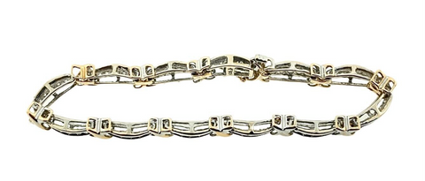 10KT White & Yellow Gold 2.03cttw Diamond X-link Bracelet