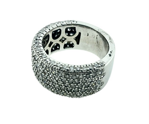 14K White Gold Diamond Pave Wide Band Ring Size 8.5