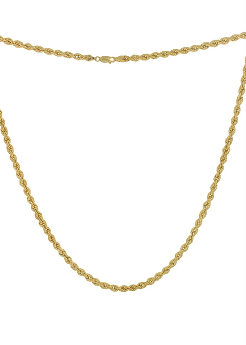 14K Yellow Gold 20in Hollow Rope Chain