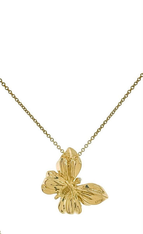 18K Yellow Gold Chain & Butterfly Design Pendant