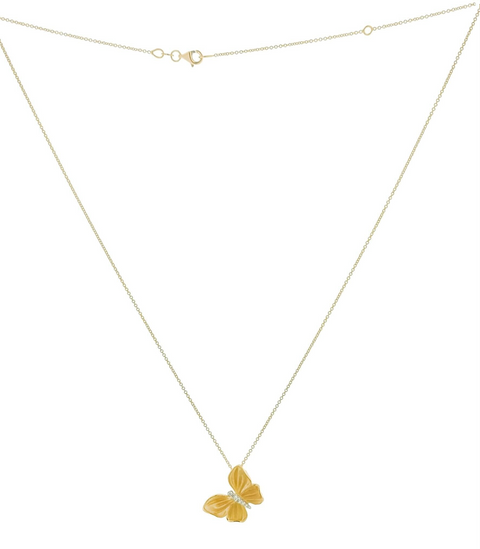 18K Yellow Gold Chain & Butterfly Design Pendant