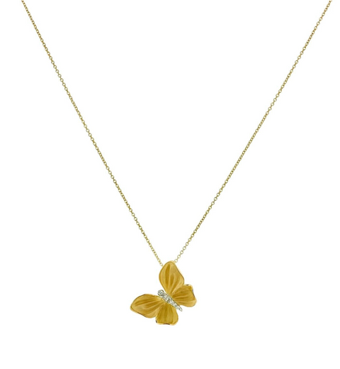 18K Yellow Gold Chain & Butterfly Design Pendant