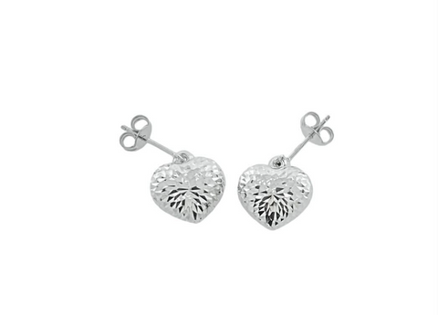 14K White Gold Heart Shape Earrings