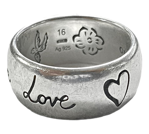 Gucci 'Blind For Love' Ring in Silver Size 7 US/ 16 EU