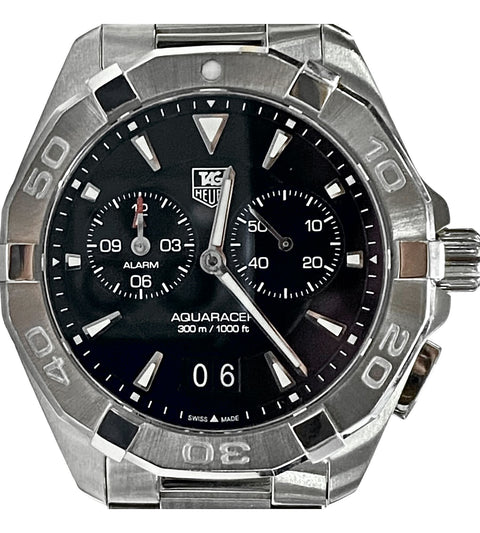 TAG Heuer Aquaracer Quartz Alarm Black Dial Stainless Men's Watch WAY111Z.BA0928