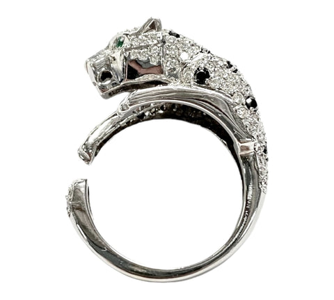 EFFY 14KT White Gold Diamond Panther Wrap Style Ring Size 7.5