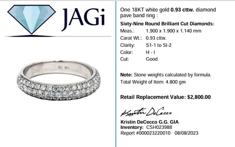 18KT White Gold Diamond Pavé  Ring