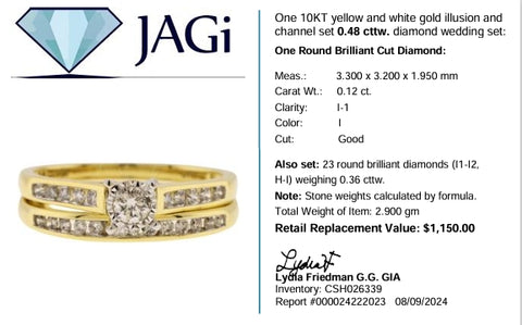 10K Yellow & White Gold Illusion & Channel Set Diamond Wedding Set