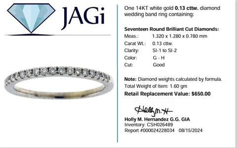 14K White Gold Diamond Wedding Band