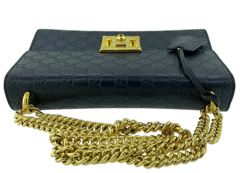 Gucci Padlock Shoulder Bag Guccisima Leather Medium in Black