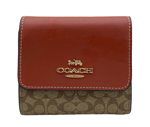 Coach Small Trifold Wallet In Colorblock Signature Canvas