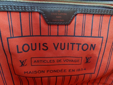 Louis Vuitton Neverfull Gm Damier Ebene Tote Shoulder Bag Brown