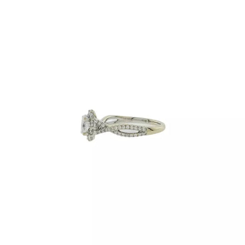 14K White Gold 1.04Cttw Oval & Round Diamond Halo Twist Shank Style Ring Size 7