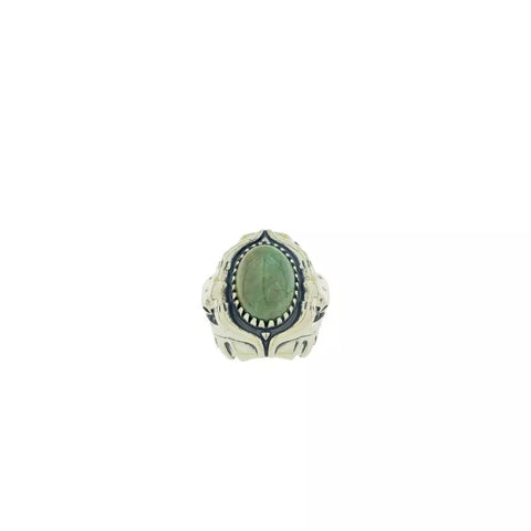 Carolyn Pollack 925 Sterling Silver Oval 5.28 Ct Green Turquoise Ornate Ring sz7