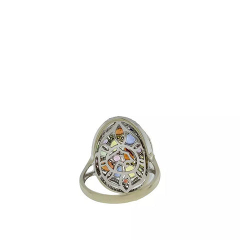 14Kt White Gold Multicolor Natural Sapphire &  Diamond Ring Size 7