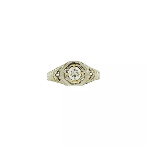 Diamond Solitaire Ring .26 CT. 18K White Gold 2.2g Size 6