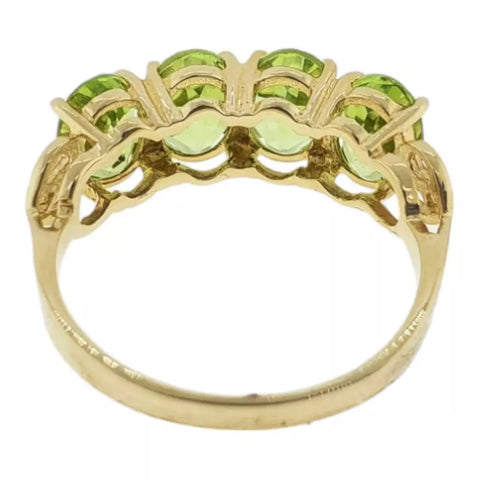 10K Yellow Gold Peridot 3.56Ctw 3G Ring Size 7