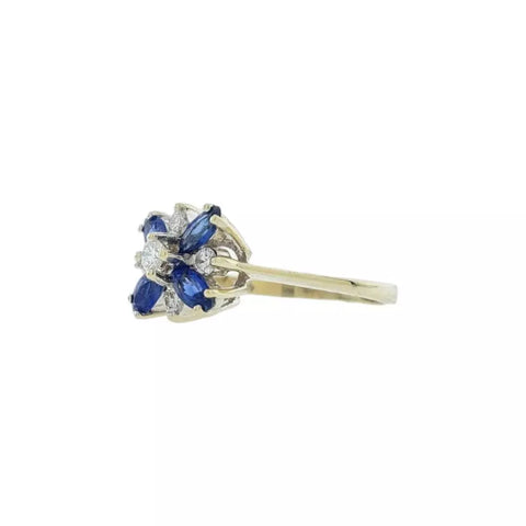 14K White Gold Marquise Cut Sapphires and Diamonds 2.6G Ring Size 6