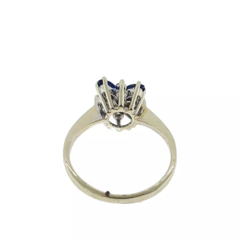 14K White Gold Marquise Cut Sapphires and Diamonds 2.6G Ring Size 6