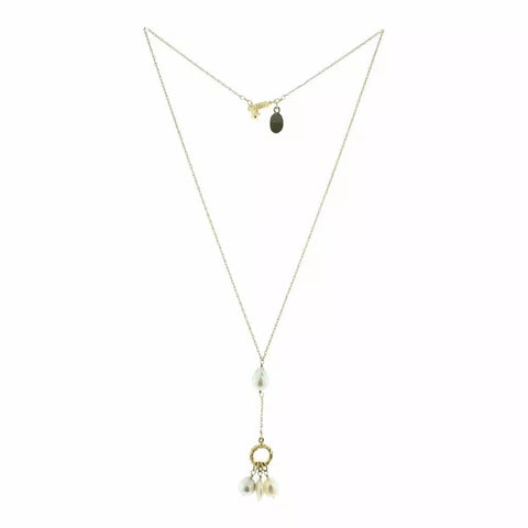 14K Yellow Gold Pearl Toggle Necklace 6.9g