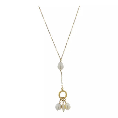 14K Yellow Gold Pearl Toggle Necklace 6.9g