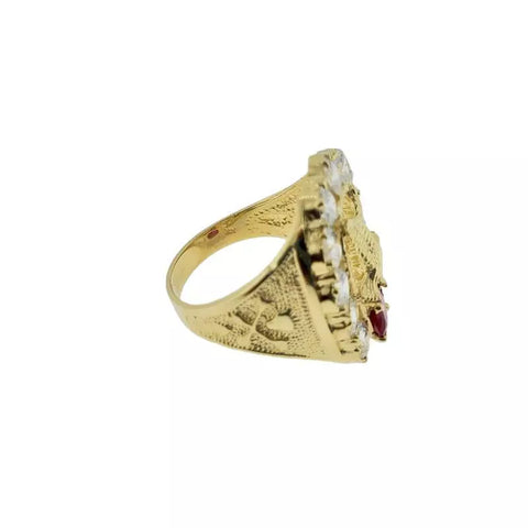 14K Yellow Gold Horseshoe/Eagle with CZ Design Ring Size 10.5