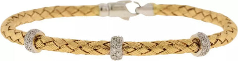 18Kt Yellow Gold Simon G. Diamond Woven Bangle Bracelet