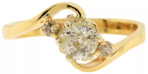 14K Yellow Gold Diamond Bypass Engagement Ring