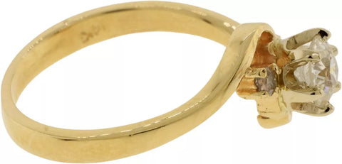 14K Yellow Gold Diamond Bypass Engagement Ring