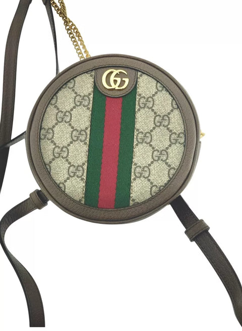 Gucci Ophidia Round Shoulder Bag GG Coated Canvas Mini